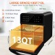 10-in-1 Air Fryer Toaster Oven , 13 Quart/ 12L Large Air Fryer Oven,Convection Oven Airfryer with Rotisserie, Dehydrator & Pizza,Smart Oven-Black,Accessories Included