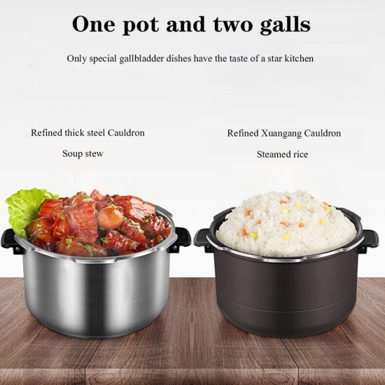, Electric Pressure Cooker, Slow Cooker with Hinged Lid, Multi Cooker, Hot Pot, Rice Cooker, Soup Maker, 5L large capacity