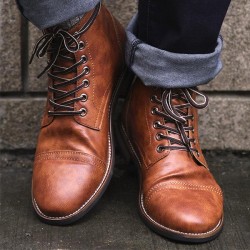Men's Shoes - 2021 Men's New handmade Autumn Winter Big Size Vintage Style Leather Martin Boots