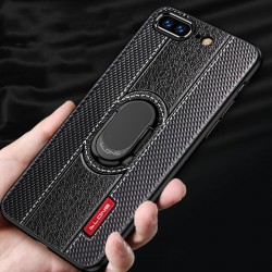 Phone Case - Luxury Litchi Leather Magnetic Suction Bracket Finger Ring Phone Case For iPhone XS/XR/XS Max 8/7 Plus