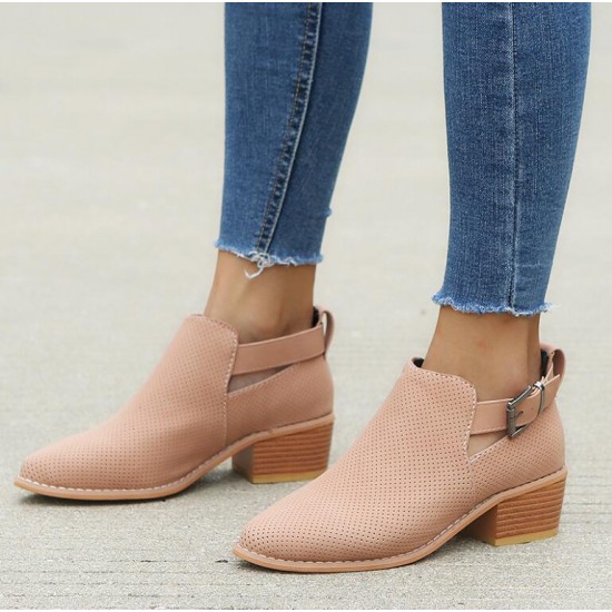 Fashion Pointed Toe Square Heel Ladies Shoes