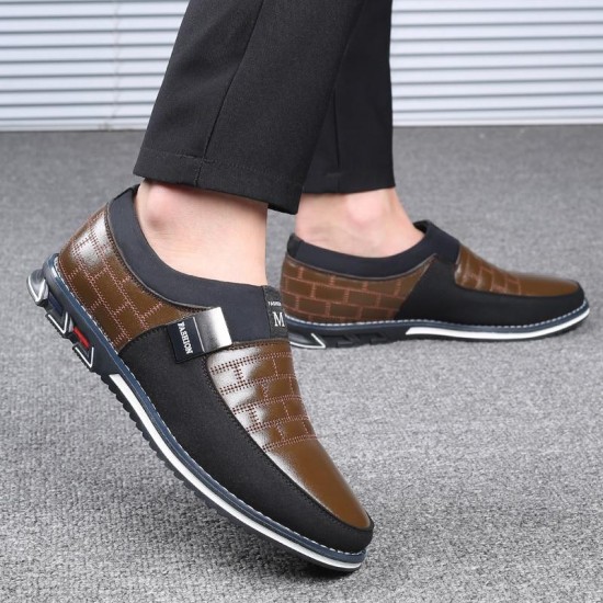 Men's Shoes - 2021 Winter Genuine Leather Add Plush Slip On Magic Closure Loafers