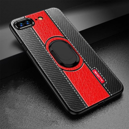 Phone Case - Luxury Litchi Leather Magnetic Suction Bracket Finger Ring Phone Case For iPhone XS/XR/XS Max 8/7 Plus