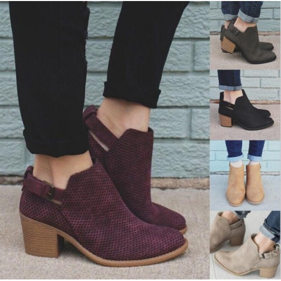 Fashion Pointed Toe Square Heel Ladies Shoes