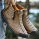 Hand Stitching Leather Non Slip Side Zipper Casual Boots