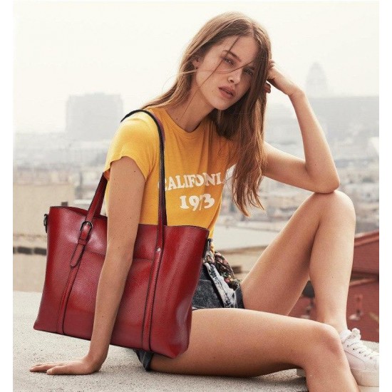 Bags & Wallets - Women Fashion Classic Leather Tote Handbag