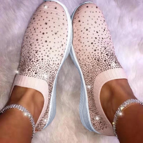 2021 Ladies Ankle Flat Loafers Crystal Fashion Casual Shoes