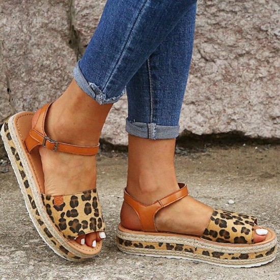 Women 2021 ng Summer Peep Toe Snake Leopard Platform Sandals