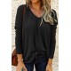 Women ng Autumn Casual Loose T-Shirts V-neck Long Sleeve Ladies Solid Color Pullovers