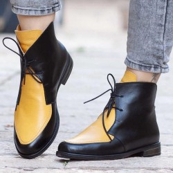 Leisure PU Women Ankle Boots Platform Lace Up Zip Shoes Boot Ladies Walking Outdoor Footwear Work Shoes