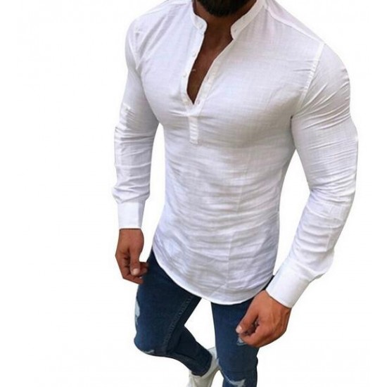 Men's Solid Color Shirt Long Sleeve