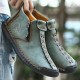 Hand Stitching Leather Non Slip Side Zipper Casual Boots