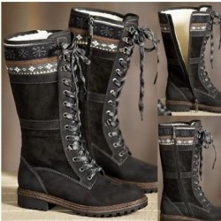 2021 Women Sexy Lace Up Low Heel Warm Boots