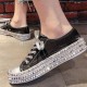 Fashion Round Toe Cross Women Walking Shoes Thick Flats All-Match Espadrilles Outdoor Footwear