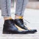 Leisure PU Women Ankle Boots Platform Lace Up Zip Shoes Boot Ladies Walking Outdoor Footwear Work Shoes