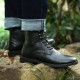 Shoes - 2021 Men's Autumn Winter Fashion Leather Warm Ankle Martin Boots Flats Shoes