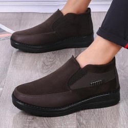 2021 Men's Casual Comfortable Flat Slip On Leather Warm Non-slip Shoes