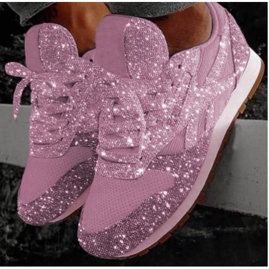 Women's Mesh Pink Lace Up Light Women's Casual Shoes