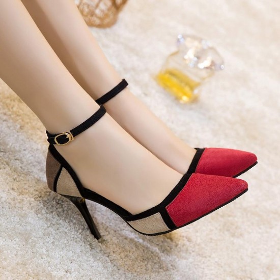 Woman Dress Party Suede Patchwork Shoes